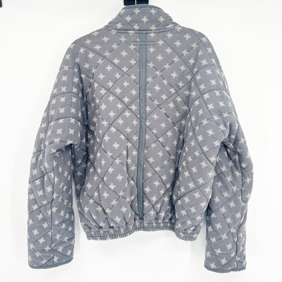 Garnet Hill Womens Easy Quilted Knit Zip Gray Print Bomber Style Jacket Size M - Picture 8 of 10